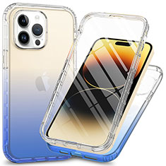 Funda Silicona Carcasa Ultrafina Transparente Goma Frontal y Trasera 360 Grados ZJ1 para Apple iPhone 14 Pro Azul