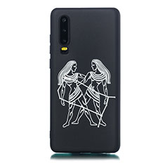 Funda Silicona Gel Goma Constelacion Carcasa S01 para Huawei P30 Negro