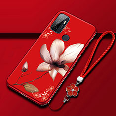 Funda Silicona Gel Goma Flores Carcasa A01 para Oppo A32 Rojo Rosa