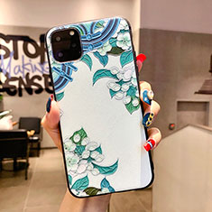 Funda Silicona Gel Goma Flores Carcasa H05 para Apple iPhone 11 Pro Azul