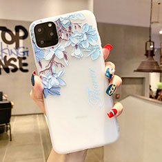 Funda Silicona Gel Goma Flores Carcasa H18 para Apple iPhone 11 Pro Max Azul Cielo