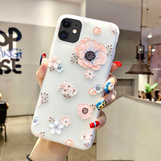 Funda Silicona Gel Goma Flores Carcasa H19 para Apple iPhone 11 Blanco