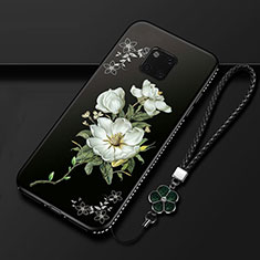 Funda Silicona Gel Goma Flores Carcasa K01 para Huawei Mate 20 Pro Negro