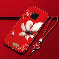 Funda Silicona Gel Goma Flores Carcasa K01 para Huawei Mate 20 Pro Rojo