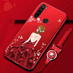 Funda Silicona Gel Goma Flores Carcasa K01 para Xiaomi Redmi Note 8 Rojo