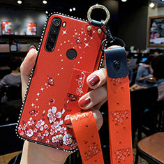 Funda Silicona Gel Goma Flores Carcasa K02 para Xiaomi Redmi Note 8T Rojo