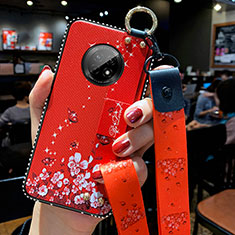 Funda Silicona Gel Goma Flores Carcasa para Huawei Enjoy 20 Plus 5G Rojo