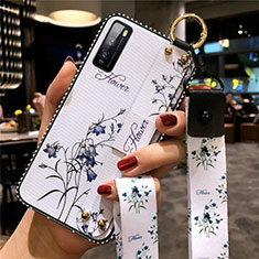 Funda Silicona Gel Goma Flores Carcasa para Huawei Enjoy Z 5G Blanco