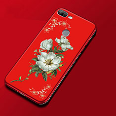 Funda Silicona Gel Goma Flores Carcasa para Huawei Honor 9 Lite Rojo