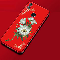 Funda Silicona Gel Goma Flores Carcasa para Huawei Honor View 10 Lite Rojo