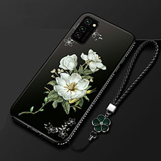 Funda Silicona Gel Goma Flores Carcasa para Huawei Honor View 30 5G Negro