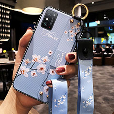 Funda Silicona Gel Goma Flores Carcasa para Huawei Honor X10 Max 5G Azul Cielo