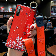 Funda Silicona Gel Goma Flores Carcasa para Huawei Mate 40 Lite 5G Rojo
