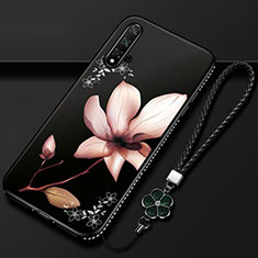 Funda Silicona Gel Goma Flores Carcasa para Huawei Nova 5 Marron