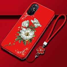 Funda Silicona Gel Goma Flores Carcasa para Huawei Nova 8 5G Rojo