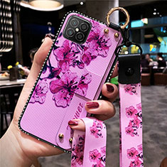 Funda Silicona Gel Goma Flores Carcasa para Huawei Nova 8 SE 5G Morado