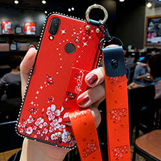Funda Silicona Gel Goma Flores Carcasa para Huawei P Smart Z Rojo