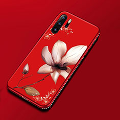 Funda Silicona Gel Goma Flores Carcasa para Huawei P30 Pro New Edition Rojo