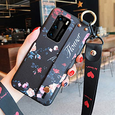 Funda Silicona Gel Goma Flores Carcasa para Huawei P40 Rojo