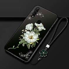 Funda Silicona Gel Goma Flores Carcasa para Oppo A31 Blanco