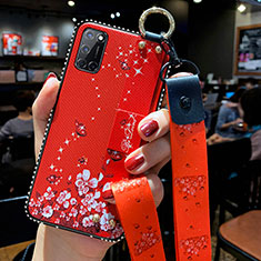 Funda Silicona Gel Goma Flores Carcasa para Oppo A72 Rojo