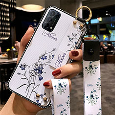 Funda Silicona Gel Goma Flores Carcasa para Oppo Find X3 Lite 5G Blanco