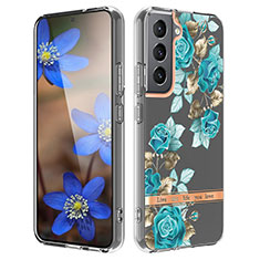 Funda Silicona Gel Goma Flores Carcasa para Samsung Galaxy S22 Plus 5G Cian