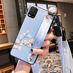 Funda Silicona Gel Goma Flores Carcasa para Xiaomi Mi 10 Lite Azul Cielo