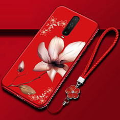 Funda Silicona Gel Goma Flores Carcasa para Xiaomi Redmi K30 4G Rojo Rosa