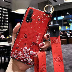 Funda Silicona Gel Goma Flores Carcasa S01 para Huawei Nova 6 5G Rojo