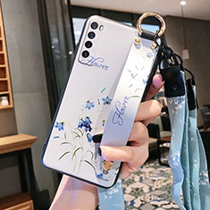 Funda Silicona Gel Goma Flores Carcasa S01 para Huawei Nova 7 5G Blanco