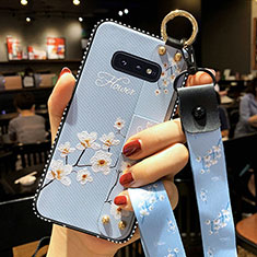 Funda Silicona Gel Goma Flores Carcasa S01 para Samsung Galaxy S10e Azul Cielo