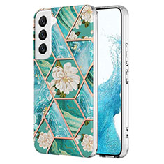 Funda Silicona Gel Goma Flores Carcasa S01 para Samsung Galaxy S22 5G Verde