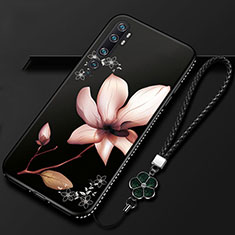 Funda Silicona Gel Goma Flores Carcasa S01 para Xiaomi Mi Note 10 Pro Marron