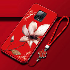Funda Silicona Gel Goma Flores Carcasa S01 para Xiaomi Redmi 10X Pro 5G Rojo Rosa