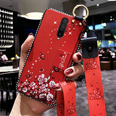 Funda Silicona Gel Goma Flores Carcasa S01 para Xiaomi Redmi K30 5G Rojo