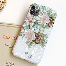 Funda Silicona Gel Goma Flores Carcasa S02 para Apple iPhone 11 Pro Max Verde