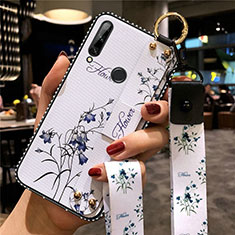 Funda Silicona Gel Goma Flores Carcasa S02 para Huawei Enjoy 10 Plus Blanco