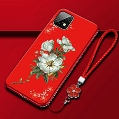 Funda Silicona Gel Goma Flores Carcasa S02 para Huawei Enjoy 20 5G Rojo Rosa