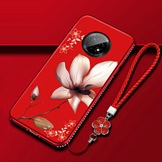 Funda Silicona Gel Goma Flores Carcasa S02 para Huawei Enjoy 20 Plus 5G Rojo
