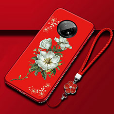 Funda Silicona Gel Goma Flores Carcasa S02 para Huawei Enjoy 20 Plus 5G Rojo Rosa