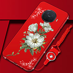 Funda Silicona Gel Goma Flores Carcasa S02 para Oppo Ace2 Rojo