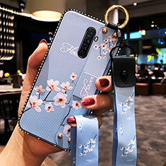 Funda Silicona Gel Goma Flores Carcasa S02 para Realme X2 Pro Azul