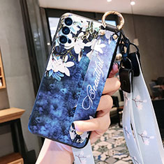 Funda Silicona Gel Goma Flores Carcasa S03 para Oppo Reno4 5G Azul