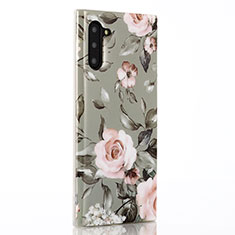 Funda Silicona Gel Goma Flores Carcasa S03 para Samsung Galaxy Note 10 5G Gris