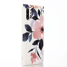 Funda Silicona Gel Goma Flores Carcasa S03 para Samsung Galaxy Note 10 Plus Rosa