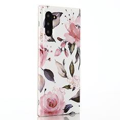 Funda Silicona Gel Goma Flores Carcasa S03 para Samsung Galaxy Note 10 Rosa