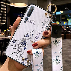 Funda Silicona Gel Goma Flores Carcasa S03 para Xiaomi Mi 10 Blanco