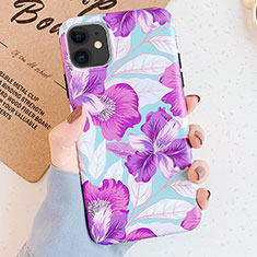 Funda Silicona Gel Goma Flores Carcasa S04 para Apple iPhone 11 Morado