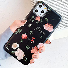 Funda Silicona Gel Goma Flores Carcasa S04 para Apple iPhone 11 Pro Max Negro